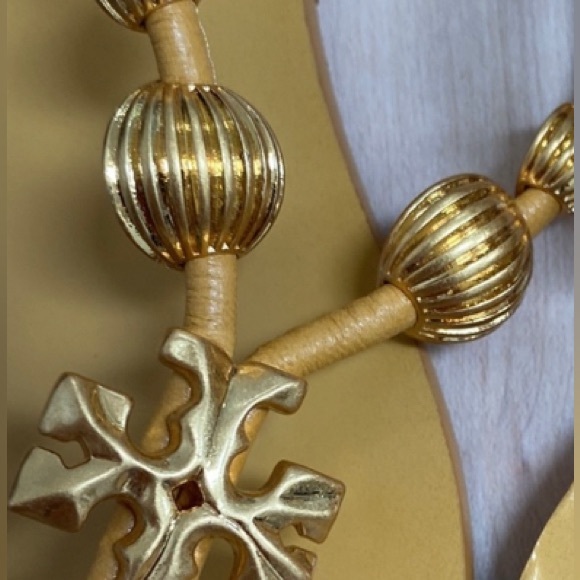 Tory Burch Capri thong sandals beaded gold logo - Picture 4 of 11